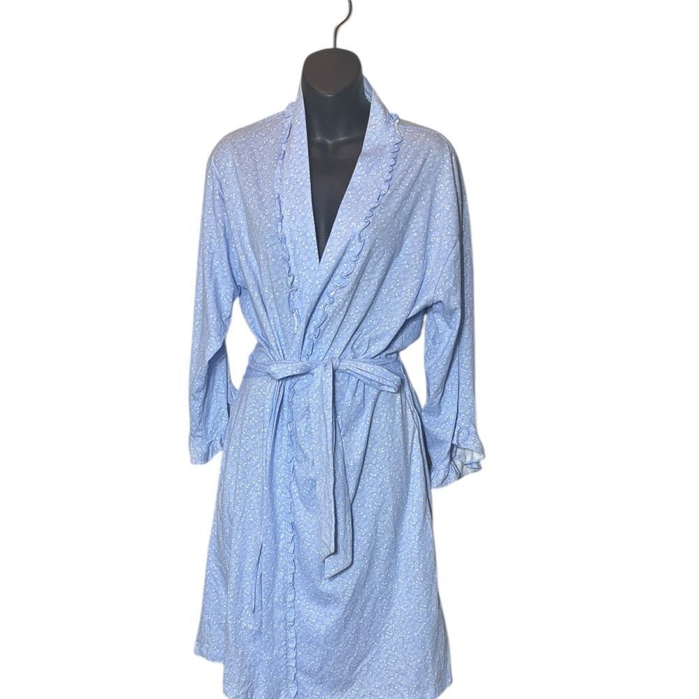 Eileen west women’s small/medium cotton floral ruffle robe‎